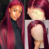 Lace Front Wig Ombre 99J Hair Burgundy 4x4 13x4 Lace Human Hair Wigs