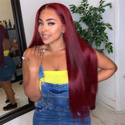 Lace Front Wig Ombre 99J Hair Burgundy 4x4 13x4 Lace Human Hair Wigs