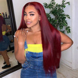 Lace Front Wig Ombre 99J Hair Burgundy 4x4 13x4 Lace Human Hair Wigs