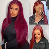 Lace Front Wig Ombre 99J Hair Burgundy 4x4 13x4 Lace Human Hair Wigs