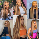 Straight Highlight Wigs Lace Front Wig Ombre Wigs Colored Lace Human Hair Wigs
