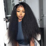 Kinky Straight Lace Frontal Wigs Human Hair Natural Black Brazilian Remy Hair For Women