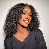 Deep Wave Curly Short Bob Wigs Human Hair 4x4 13x4 Black