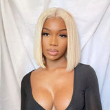 613 Blonde Straight Lace Bob Wigs Short Blonde Human Hair Wigs