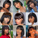 Short Straight Bob With Bang Wig human hair