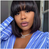 Short Straight Bob With Bang Wig human hair