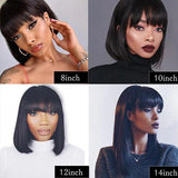 Short Straight Bob With Bang Wig human hair