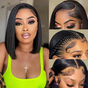 Human Hair Short Bob Wigs Brazilian Virgin 13x4 Straight Hair 4x4 Lace Front Wigs