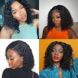 Natural Black Water Wave Short Bob Lace Frontal Wigs For Women Wet And Wavy Human Hair Lace Closure Brazilian Remy Hair