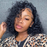 Natural Black Water Wave Short Bob Lace Frontal Wigs For Women Wet And Wavy Human Hair Lace Closure Brazilian Remy Hair