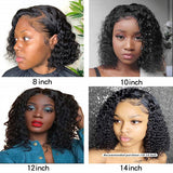 Deep Wave Curly Short Bob Wigs Human Hair 4x4 13x4 Black