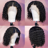 Deep Wave Curly Short Bob Wigs Human Hair 4x4 13x4 Black