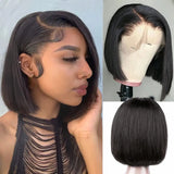 Human Hair Short Bob Wigs Brazilian Virgin 13x4 Straight Hair 4x4 Lace Front Wigs