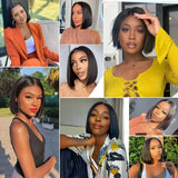 Straight Short Bob Wigs Natural Black Brazilian 13x6 5x5 Human Hair Lace Frontal Wig For Women