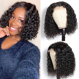Deep Wave Curly Short Bob Wigs Human Hair 4x4 13x4 Black