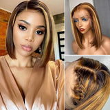 Straight Lace Front Bob With Highlights