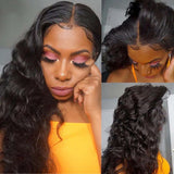 Loose Deep Wave Tanspaent Lace Frontal Wigs For Women Black Human Hair Wig With Natural Hairline