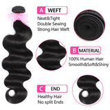 Brazilian Virgin Hair Double Drawn Bundles Body Wave Weaves 3 Bundles With 13X4 Frontal