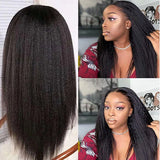 Kinky Straight 13x6 5x5 Lace Front Wig Lace Part Yaki Full Human Hair Wig