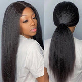 Kinky Straight 13x6 5x5 Lace Front Wig Lace Part Yaki Full Human Hair Wig