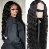 Loose Deep Wave Tanspaent Lace Frontal Wigs For Women Black Human Hair Wig With Natural Hairline