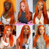 Ginger Orange Straight Human Hair 4x4 13x4 Lace front Wigs for Sale