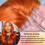 Ginger Orange Straight Lace Front Wigs Colored Human Hair Wigs 13x4 Lace Frontal Wig Natural Hairline