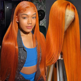 Ginger Orange Straight Lace Front Wigs Colored Human Hair Wigs 13x4 Lace Frontal Wig Natural Hairline
