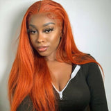 Ginger Orange Straight Human Hair 4x4 13x4 Lace front Wigs for Sale