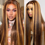 P4-27 Highlight Wigs Lace Frontal Wig Colored Human Hair 12-30 Inches Transparent Lace Wigs