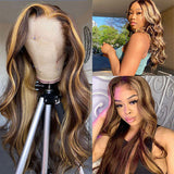 Highlight Wigs Real Human Hair 4x4 13x4 Wigs Body Wave Ombre Lace Front Wigs