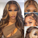 Highlight Wigs Real Human Hair 4x4 13x4 Wigs Body Wave Ombre Lace Front Wigs