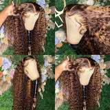 P4-27 Highlight Colored Lace Frontal Human Hair Wigs For Women Deep Wave Transparent Lace Closure