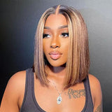 Straight Lace Front Bob With Highlights