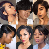 Pixie Ombre Wigs Human Hair Pixie Cut Wigs 6Inch