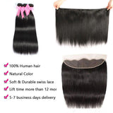 Virgin Human Straight Hair 3 Bundles with 13*4 closure Brazilian hair