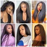 Kinky Straight Lace Frontal Wigs Human Hair Natural Black Brazilian Remy Hair For Women
