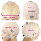 613 Blonde Straight Lace Bob Wigs Short Blonde Human Hair Wigs