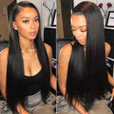 Straight 13x4 Lace Front Wig 4x4 closure wig Natural Black Human Hair Wigs