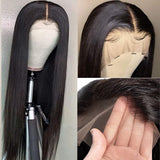 Straight 13x4 Lace Front Wig 4x4 closure wig Natural Black Human Hair Wigs