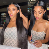Straight Lace Front Wig Natural Black Human Hair Wigs